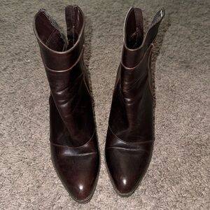 Brown ankle heel boots